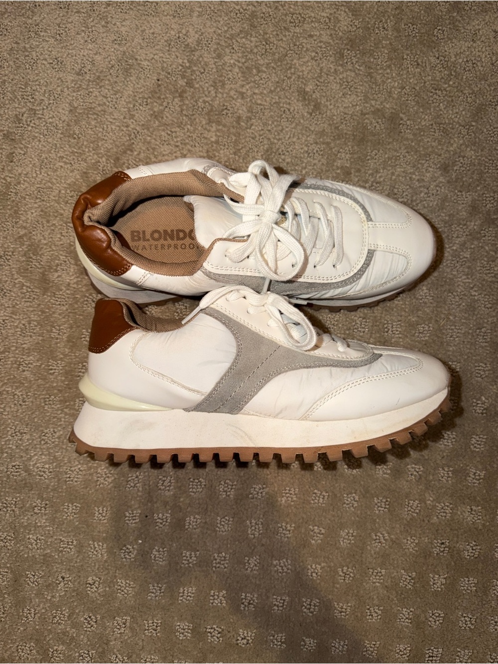 Blondo White, Brown & Gray Women’s Waterproof Sneakers